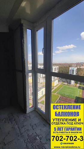 Приморский район, ул. Парашютная 65, замена холодного фасадного остекления на балконе