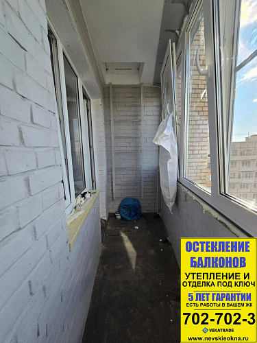 Калининский район, пр. Пискаревский 18, серия дома 1-528КП-82, утепление и отделка лоджии в кирпичном доме