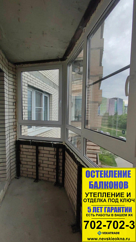 Мурино, ул. Шоссе в Лаврики 59-1, теплое остекление балкона