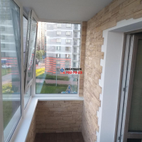 Московский район, пр. Дунайский 14-1, балкон - кабинет с отделкой камнем