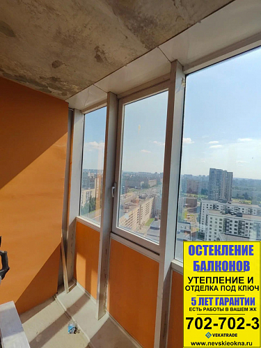 Выборгский район, пр. Просвещения 43, замена холодного остекления на теплое альпинистами