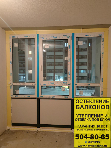 Красносельский район, пр. Ветеранов 183, остекление и отделка балкона