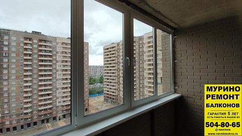 Мурино, шоссе в Лаврики 72-1, остекление балкона