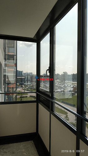 Московский район, пр. Дунайский 14-1, балкон - кабинет с отделкой камнем