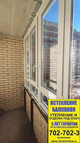 Мурино, шоссе в Лаврики 57-3, остекление балкона