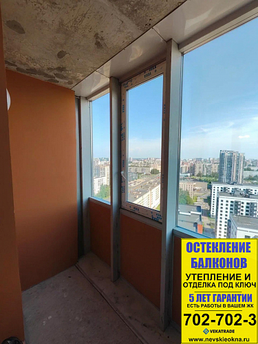 Выборгский район, пр. Просвещения 43, замена холодного остекления на теплое альпинистами