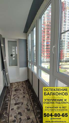Невский район, тер. Усть Славянка, Советский пр 34-2-1, замена фасадного остекления балкона