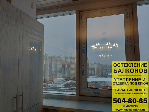 Красносельский район, пр. Героев 18, остекление лоджии альпинистами и установка термокоробов