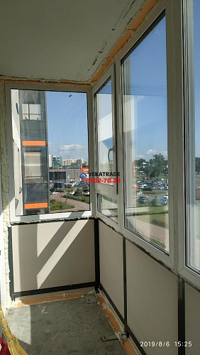 Московский район, пр. Дунайский 14-1, балкон - кабинет с отделкой камнем