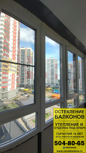 Невский район, тер. Усть Славянка, Советский пр 34-2-1, замена фасадного остекления балкона