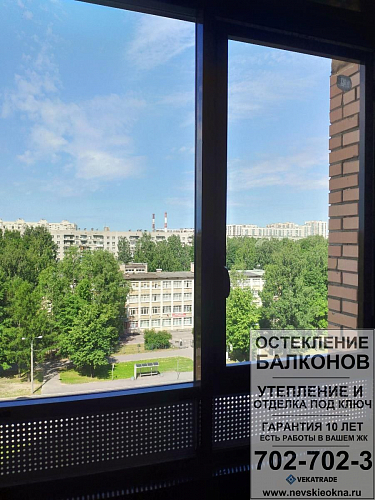 Калининский район, ул. Бутлерова 9-2, замена фасадного остекления альпинистами