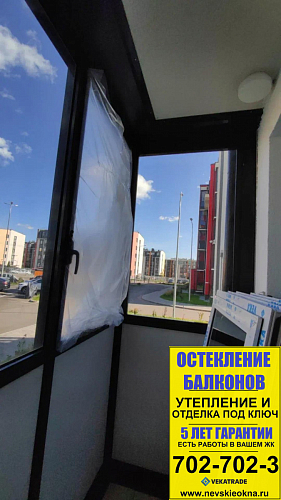 Пушкин, ул. Камероновская 18-1, замена холодного остекления балкона на теплое