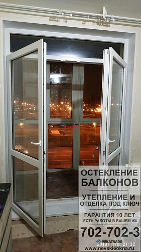 Красносельский район, ул. Адмирала Коновалова 2-4, остекление 3-х метровой лоджии и установка панорамной двери